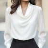 Women's Elegant Draped Neck Blouse by FitiqueFit