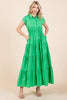 New Button Up Collared Tiered Maxi Shirt Dress For Women – Fluttering, Elegant, Trendy and Versatile for Any Occasion by Stevvex