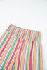Multicolor Striped Smocked High Waist Wide Leg Pants