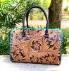 Tooled Leather Turquoise Black Checkered Heart Speedy Bag by Neon Spur