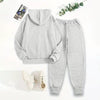 Women's Solid 2-Piece Set Letter Print Hoodie With Pocket by FitiqueFit