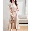 Temperament Commute V-neck Tight Waist Apricot Dress Simple And Thin