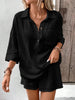 Women's Lapel Collar Double-Panel Shirt & Shorts Two-Piece Set by FitiqueFit
