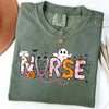 Comfort Colors "Spooky Nurse" Halloween Shirt – Cute Nursing Tee, Gift for Nurse, Soft Cotton Graphic Top for Women by Dog Mom Hat