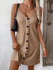 Elegant Textured V-Neck Sleeveless Mini Dress Chic Buttoned Summer Dress Classic Dress by Stevvex