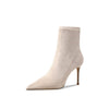 Women's Leather Suede Stretch High Heel Booties