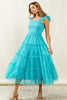 Frill Mesh Tiered Midi Dress For Women – Fluttering, Elegant, Romantic Frill Design with Mesh Details for a Feminine Silhouette by Stevvex