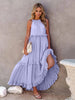 Romantic Ruffled Sleeveless Tiered Maxi Dress with Pockets Elegant & Chic Statement Beautiful Design Dress by Stevvex