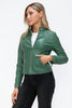 Women Classic Snobbish Faux Leather Zip-Up Drawstring Hooded Jacket Edgy & Casual PU Leather Jacket For Streetwear by Stevvex