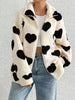 Cute Heart Zip Up Drop Shoulder Furry Jacket Cozy & Trendy Cold-Weather Essential Warm Soft Winter Jacket For Your Girl by Stevvex