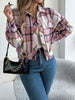 Classic Plaid Button Up Long Sleeve Jacket Women Cozy Trendy Everyday Wear Simple Jacket by Stevvex