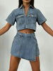 Short Sleeve Cropped Top and Skort Denim Set by Wild and Free Boutique