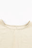 White Plain & Casual Shirred Cuffs Half Sleeve Top