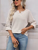 Striped Notched Long Sleeve T-Shirt by Simply Love