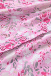 Floral Half Button Round Neck Short Sleeve Blouse