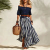 Women's Off-Shoulder Top & Slit Maxi Skirt Set by FitiqueFit