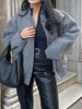 Autumn Casual Full Size Drop Shoulder Snap Down Jacket with Buttoned Front and Pockets by Stevvex