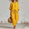 Women's Solid Color Loose Casual Set – T-Shirt & Ankle Pants by FitiqueFit