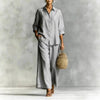 Cotton-Linen Shirt & Wide-Leg Pants Suit – 6 Colors, S–5XL by FitiqueFit