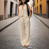 Women’s V‑Neck Button‑Front Vest & High‑Waist Pants Set by FitiqueFit