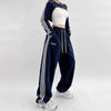 Embroidered Patchwork Wide-Leg Athletic Sweatpants | 4 Colors by FitiqueFit