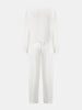 Waffle-Knit Round Neck Top and Pants Set