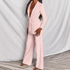 Lapel Button-Down Blazer & Straight-Leg Trousers Suit by FitiqueFit