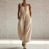 Women's Sleeveless Wide-Leg Jumpsuit – Knit, Low Waist, Flare Pants by FitiqueFit