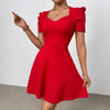 Women's Boat Neck High-Waist Mini Dress – Zipper Patchwork by FitiqueFit