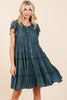 Lace Detail Ruffled Button Down Tiered Dress For Women – Romantic and Feminine Dress with Delicate Lace and Flowing Tiers by Stevvex