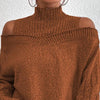 Women's Cold Shoulder Sweater - High Neck Cut Out Pullover Long Sleeve by FitiqueFit