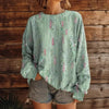 Women’s Printed Crew-Neck Sweatshirt – Long Sleeve Casual Top by FitiqueFit