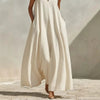 Linen Blend Sleeveless Stand-Collar Maxi Dress – 5 Colors S–3XL by FitiqueFit