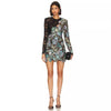 New Sequined Embroidered Round-neck Long-sleeved Dress Hip Skirt For Women