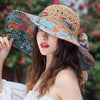 Women's Patterned Straw Beach Sun Hat – Round Crown UV Protection Summer Hat by FitiqueFit