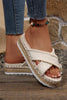 White Pompom Knit Platform Slide Slippers by Wild and Free Boutique