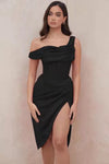 Women's Shoulder Stitching Irregular Slit Dress