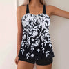 Split Leaf Print Bikini Swimsuit Plus Size