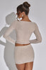 Long Sleeve Top Rhinestone Tight Mini Skirt Suit