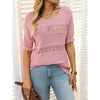Women’s Short Sleeve Crochet Knit Hollow-Out Top by FitiqueFit