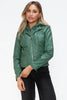 Women Classic Snobbish Faux Leather Zip-Up Drawstring Hooded Jacket Edgy & Casual PU Leather Jacket For Streetwear by Stevvex