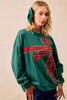 BiBi Plaid Ribbon Bow Detail Christmas Fleece Pullover by FitiqueFit