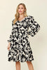 Double Take Full Size Printed Ruffle Hem Dress with Pocket Stylish & Functional Women Dress by Stevvex