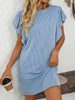 Ruffled Round Neck Short Sleeve Dress Feminine Simple Classic Dress Breathable And Comfy Dress by Stevvex