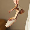 Women's Leather T-Strap Mule Sandals by FitiqueFit