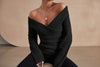 Women's Off-Shoulder Crossover Knit Sweater – Slim Fit Long Sleeve by FitiqueFit