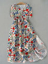Creative Flower Shading Three-quarter Sleeve Temperament Elegant Dress Women