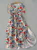 Creative Flower Shading Three-quarter Sleeve Temperament Elegant Dress Women