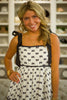 White Bow Contrast Trim Knotted Shoulder Mini Dress by Wild and Free Boutique