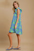 Romantic Full Size Floral Print Dress Ruffle Cap Sleeve Dress Plus Size Summer Lightweight Dress by Stevvex